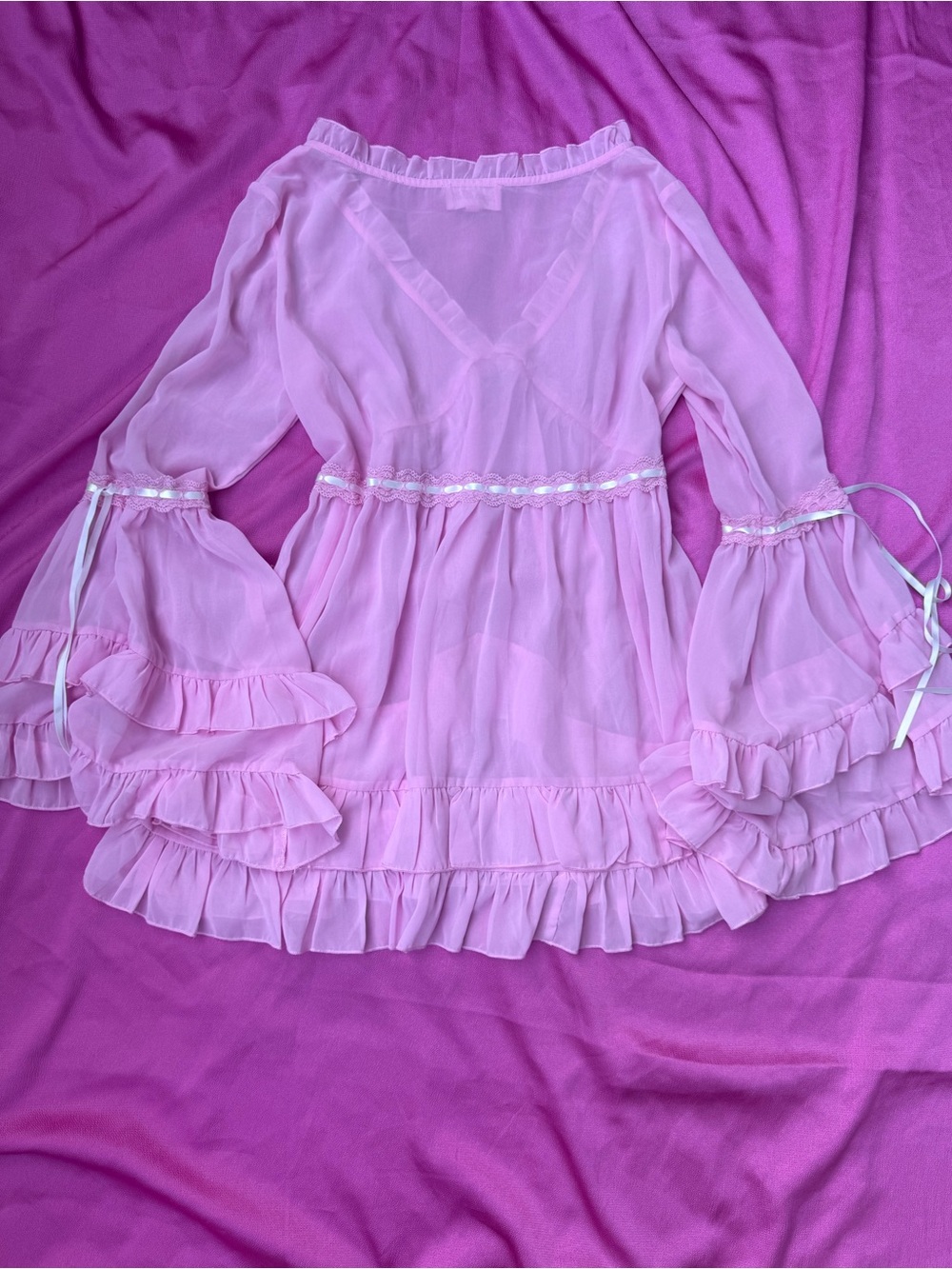 💖Sugar Thrillz Baby Pink Ruffle Slip Dress💖 - Picture 3 of 8